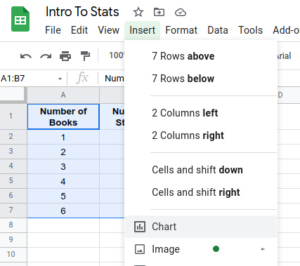 Google sheets screenshot with data in columns